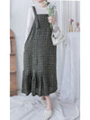 Tweed Vest Dress 十字線棉布寬鬆魚尾吊帶裙/ DS1001 (pre-order white)
