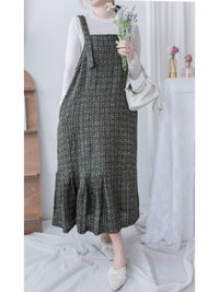 Tweed Vest Dress 十字線棉布寬鬆魚尾吊帶裙/ DS1001 (pre-order white)