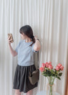 （超百搭顯瘦單品！) Flair, Skirt 長度剛好顯幼腰間皺皺修肚膝上裙/ SK8841