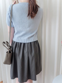 （超百搭顯瘦單品！) Flair, Skirt 長度剛好顯幼腰間皺皺修肚膝上裙/ SK8841