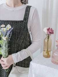 Tweed Vest Dress 十字線棉布寬鬆魚尾吊帶裙/ DS1001 (pre-order white)