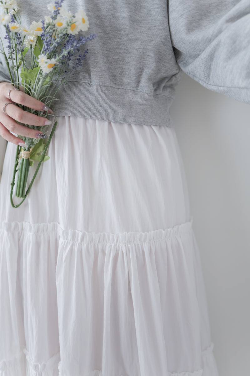 Sweater Elegant OPS 假兩件衛衣X傘裙設計連身裙/ DS1006