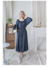 Moonlight Navy Dress 特色鈕扣設計修腰連身裙/ DS1008
