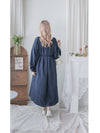 Moonlight Navy Dress 特色鈕扣設計修腰連身裙/ DS1008