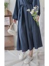 Moonlight Navy Dress 特色鈕扣設計修腰連身裙/ DS1008