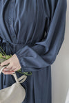 Moonlight Navy Dress 特色鈕扣設計修腰連身裙/ DS1008