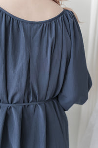 Moonlight Navy Dress 特色鈕扣設計修腰連身裙/ DS1008