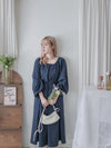 Moonlight Navy Dress 特色鈕扣設計修腰連身裙/ DS1008