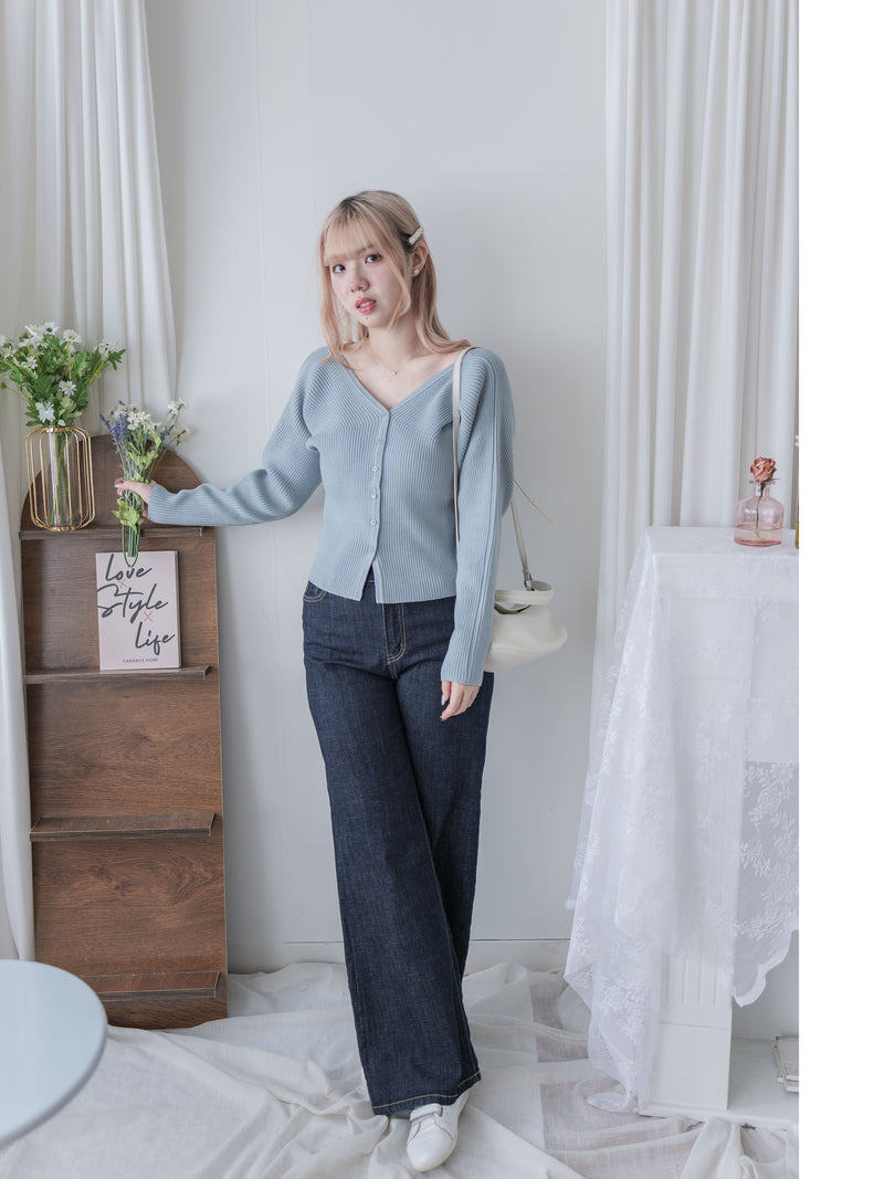 V Collar Knit 雙面V領顯瘦微修腰針織衫/ TP9191