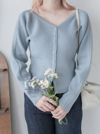 V Collar Knit 雙面V領顯瘦微修腰針織衫/ TP9191