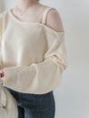 Crop Knit Top 短版斜肩設計吊帶針織/ TP9194