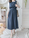 Square Collar Vest Dress 方領口單排鈕扣設計背心連身裙/ DS1012