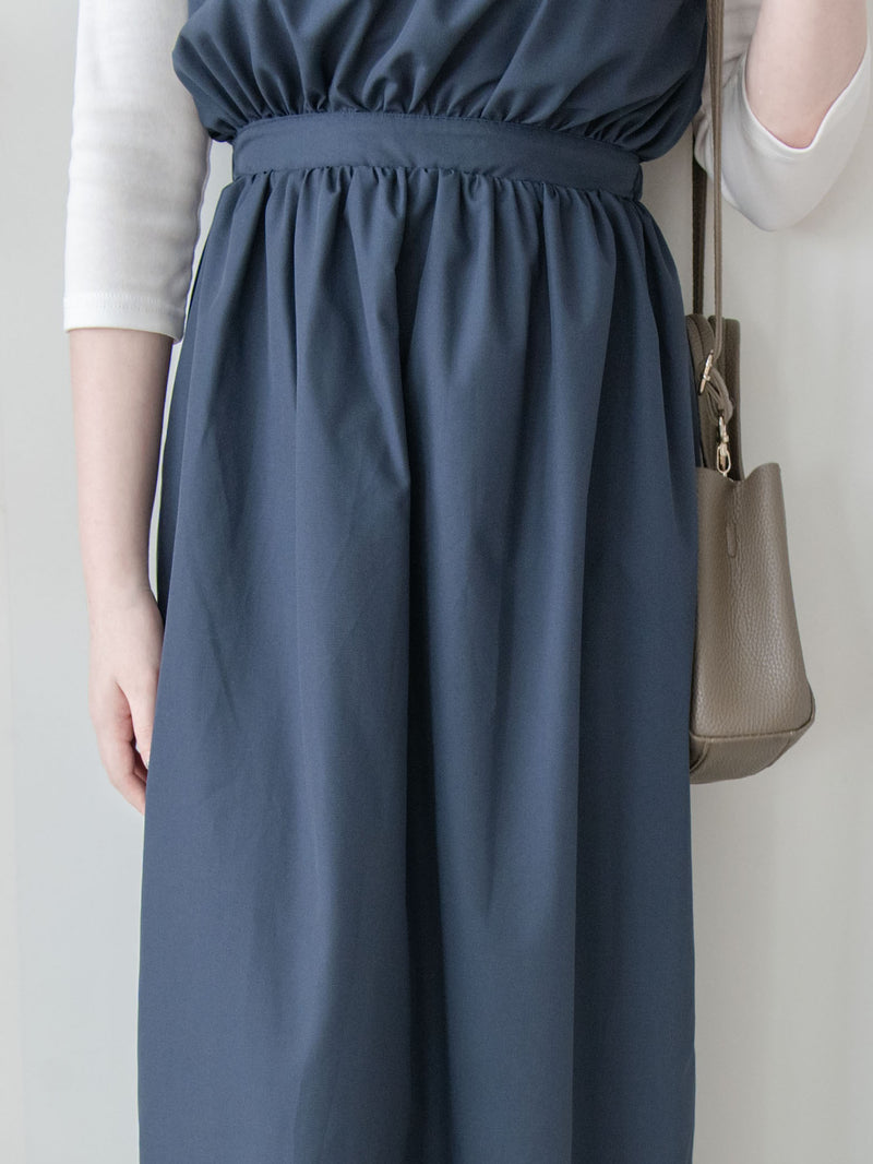 Square Collar Vest Dress 方領口單排鈕扣設計背心連身裙/ DS1012