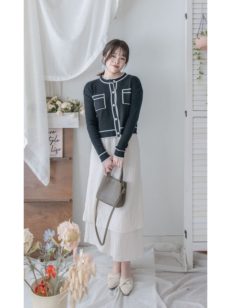 Layer Skirt 象牙白彈性層次簡約半裙/SK8863