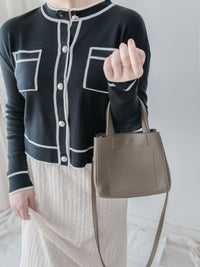 Coco Pearl Cardigan & Top 光澤珍珠鈕白黑滾邊外套或上衣 /TP9192