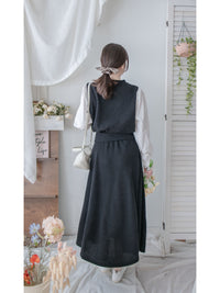 Spliced French Set 恤衫拼針織裙子兩件套/ DS1014