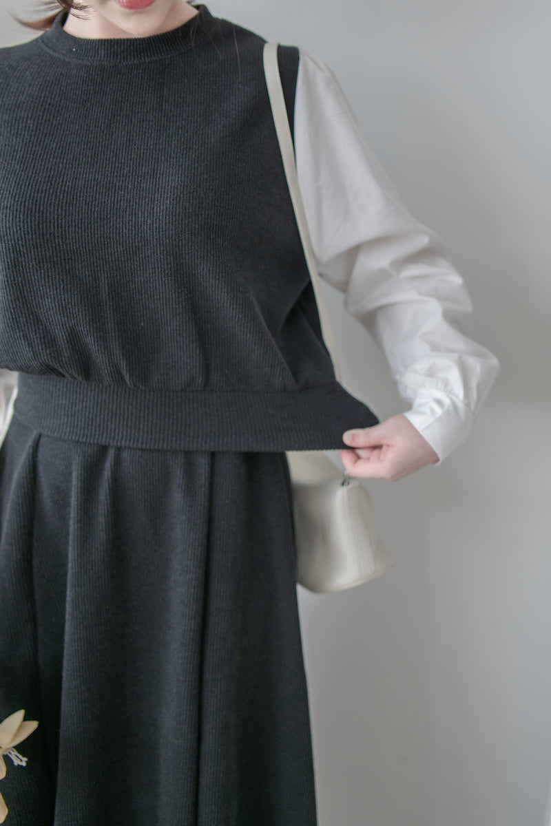 Spliced French Set 恤衫拼針織裙子兩件套/ DS1014