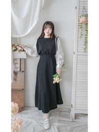 Spliced French Set 恤衫拼針織裙子兩件套/ DS1014