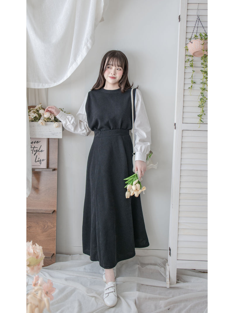 Spliced French Set 恤衫拼針織裙子兩件套/ DS1014