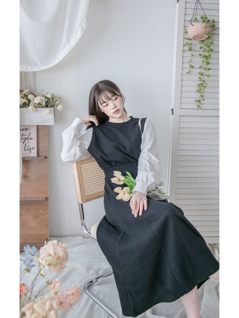 Spliced French Set 恤衫拼針織裙子兩件套/ DS1014