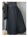 Stripe Dress Set 法式舒適防毛彈性線料外套及百褶連身裙/ SE8092 （pre-order)