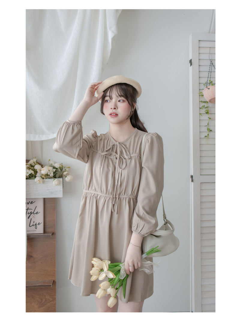 Ribbon Dress 蝴蝶綁帶設計隨性膝上連身裙/ DS1013