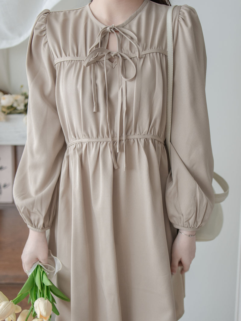 Ribbon Dress 蝴蝶綁帶設計隨性膝上連身裙/ DS1013