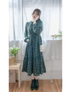 Lace Collar Floral Dress 細花邊圓領修腰印花連身裙/  DS1010