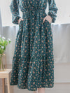 Lace Collar Floral Dress 細花邊圓領修腰印花連身裙/  DS1010