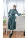Lace Collar Floral Dress 細花邊圓領修腰印花連身裙/  DS1010