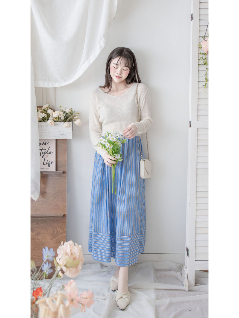 Stripe Dress 完美修肉直條紋口袋傘裙/ SK8912 (不設訂貨 售完即止）