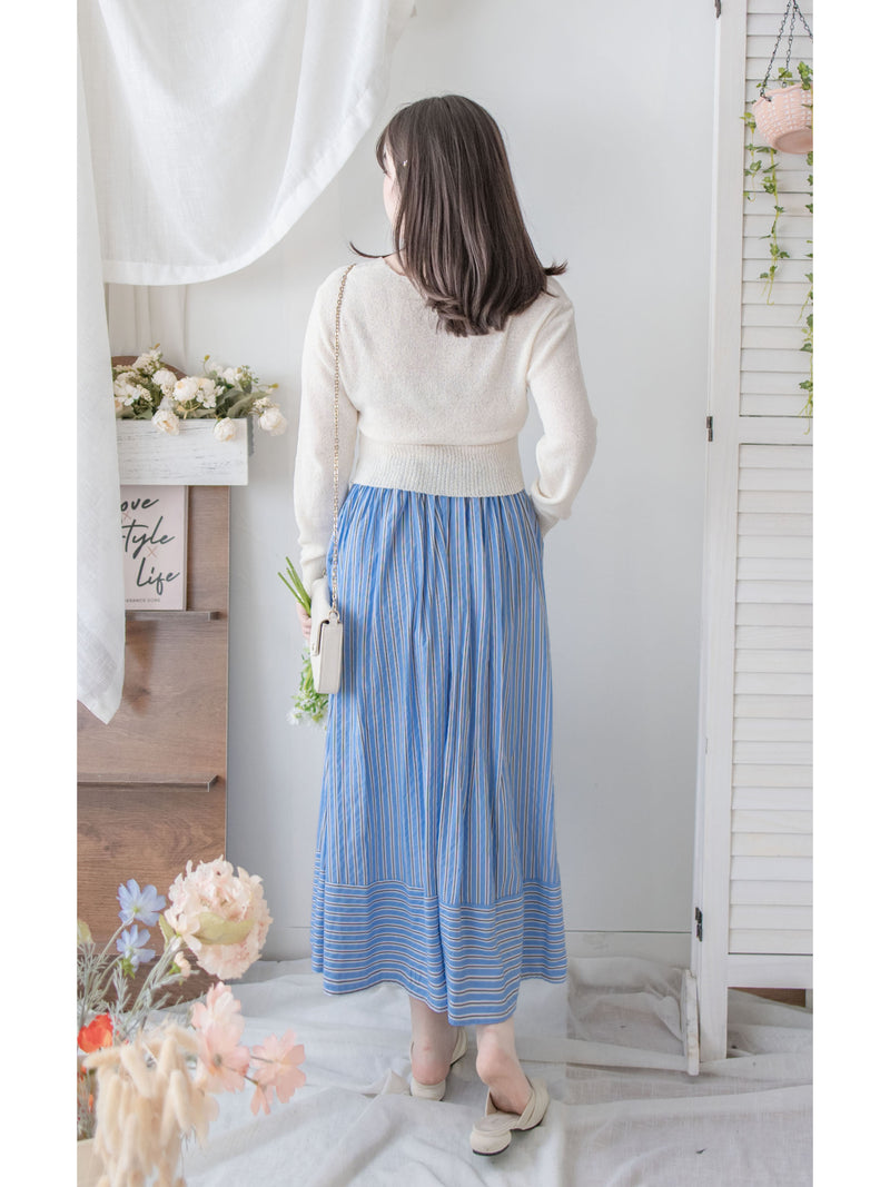 Stripe Dress 完美修肉直條紋口袋傘裙/ SK8912 (不設訂貨 售完即止）