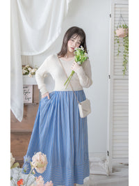 Stripe Dress 完美修肉直條紋口袋傘裙/ SK8912 (不設訂貨 售完即止）