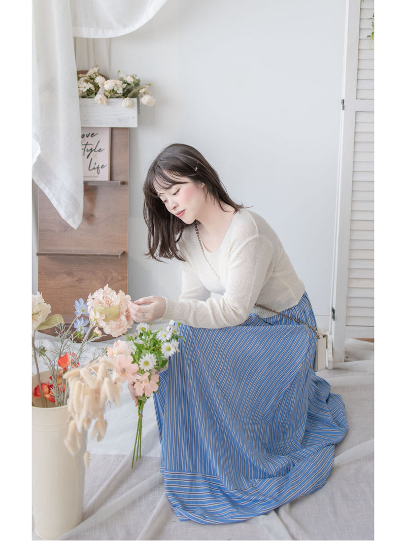 Stripe Dress 完美修肉直條紋口袋傘裙/ SK8912 (不設訂貨 售完即止）