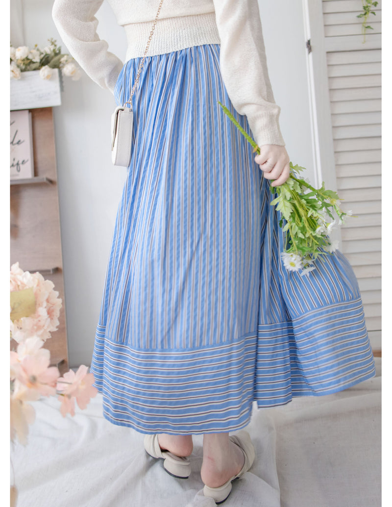 Stripe Dress 完美修肉直條紋口袋傘裙/ SK8912 (不設訂貨 售完即止）