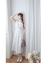 Square Collar Vest Dress 方領口單排鈕扣設計背心連身裙/ DS1012