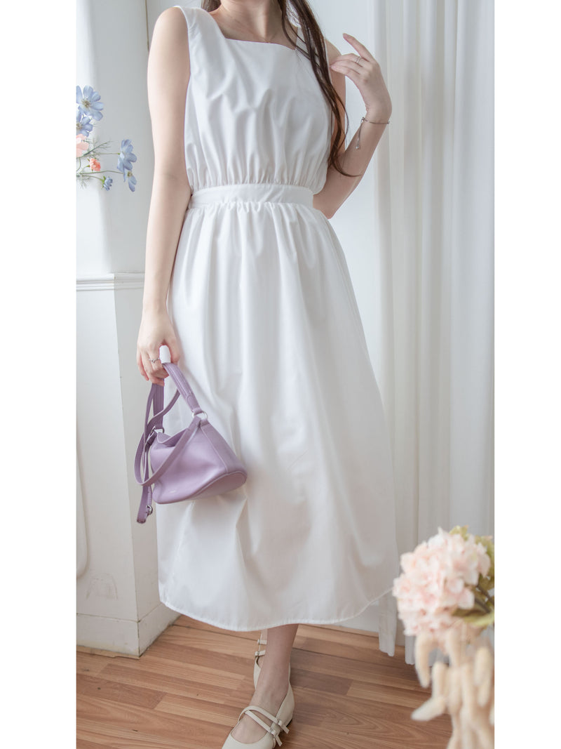 Square Collar Vest Dress 方領口單排鈕扣設計背心連身裙/ DS1012