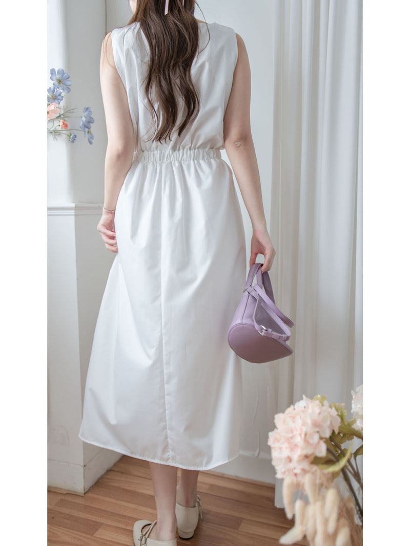 Square Collar Vest Dress 方領口單排鈕扣設計背心連身裙/ DS1012