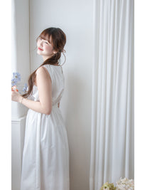 Square Collar Vest Dress 方領口單排鈕扣設計背心連身裙/ DS1012