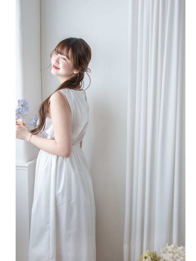 Square Collar Vest Dress 方領口單排鈕扣設計背心連身裙/ DS1012