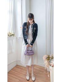 Square Collar Vest Dress 方領口單排鈕扣設計背心連身裙/ DS1012