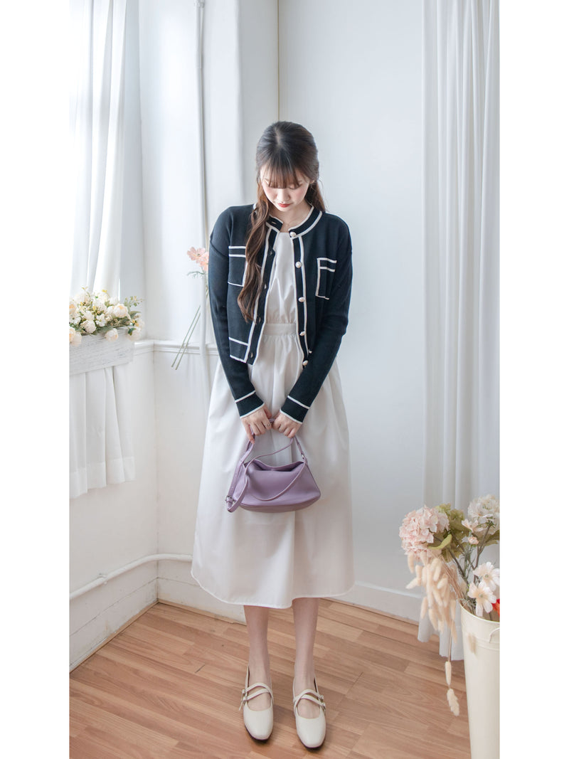 Square Collar Vest Dress 方領口單排鈕扣設計背心連身裙/ DS1012