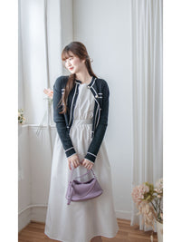 Square Collar Vest Dress 方領口單排鈕扣設計背心連身裙/ DS1012