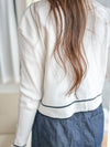 Coco Pearl Cardigan & Top 光澤珍珠鈕白黑滾邊外套或上衣 /TP9192