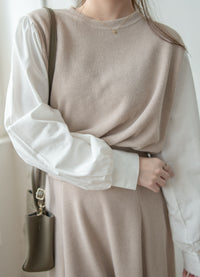 Spliced French Set 恤衫拼針織裙子兩件套/ DS1014