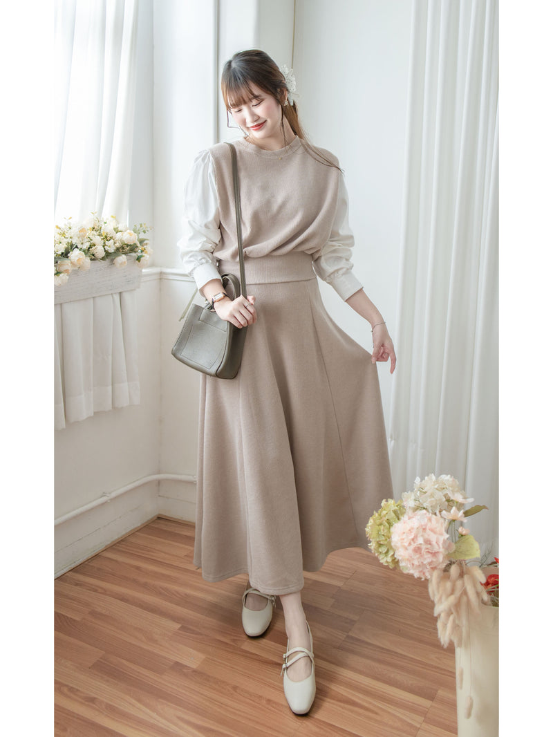 Spliced French Set 恤衫拼針織裙子兩件套/ DS1014