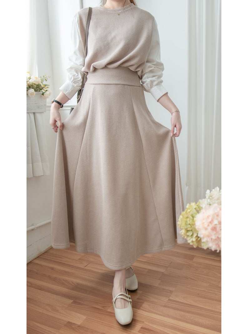 Spliced French Set 恤衫拼針織裙子兩件套/ DS1014