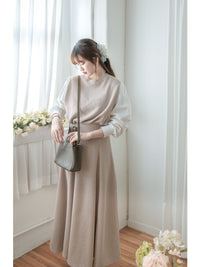 Spliced French Set 恤衫拼針織裙子兩件套/ DS1014