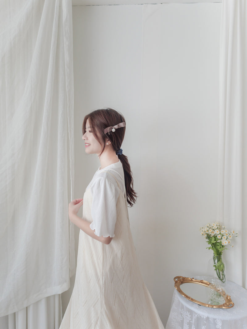 （高質布料款式) 通花菱格PATTERN精緻肩帶傘魚尾吊帶裙/ DS9656