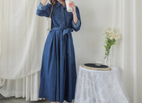 ! 熱賣款式 限量現貨 ✨(有口袋) Denim Pleated Dress 牛仔布隨性口袋前腰下車褶連身裙/ DS9661